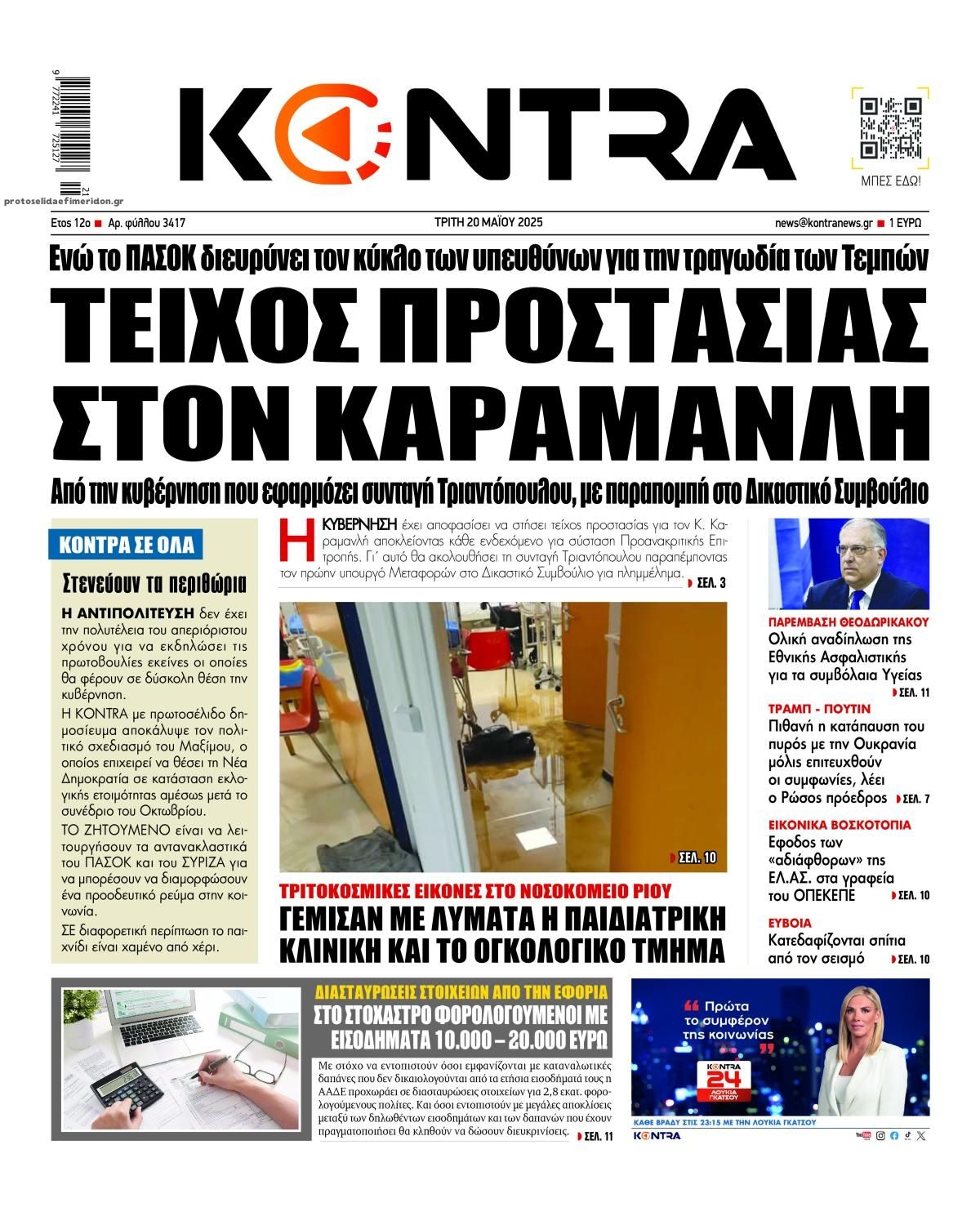 Πρωτοσέλιδο εφημερίδας Kontra News