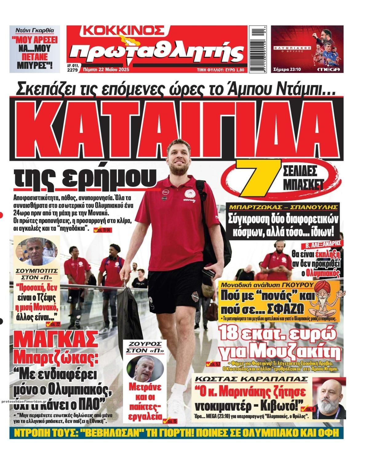 Πρωτοσέλιδο εφημερίδας Κόκκινος Πρωταθλητής
