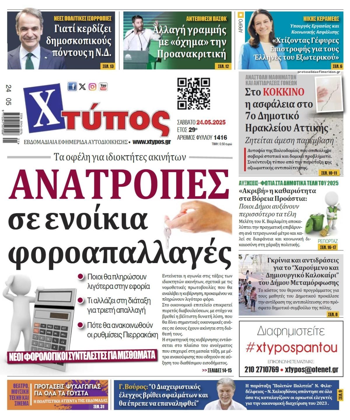 Πρωτοσέλιδο εφημερίδας Χτύπος