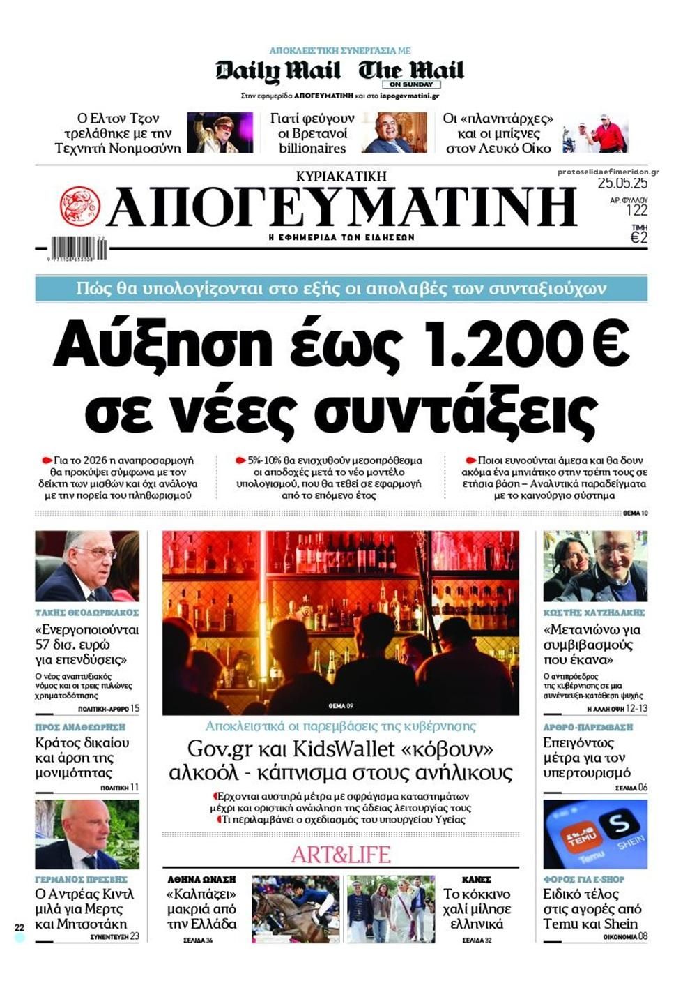 Πρωτοσέλιδο εφημερίδας Απογευματινή