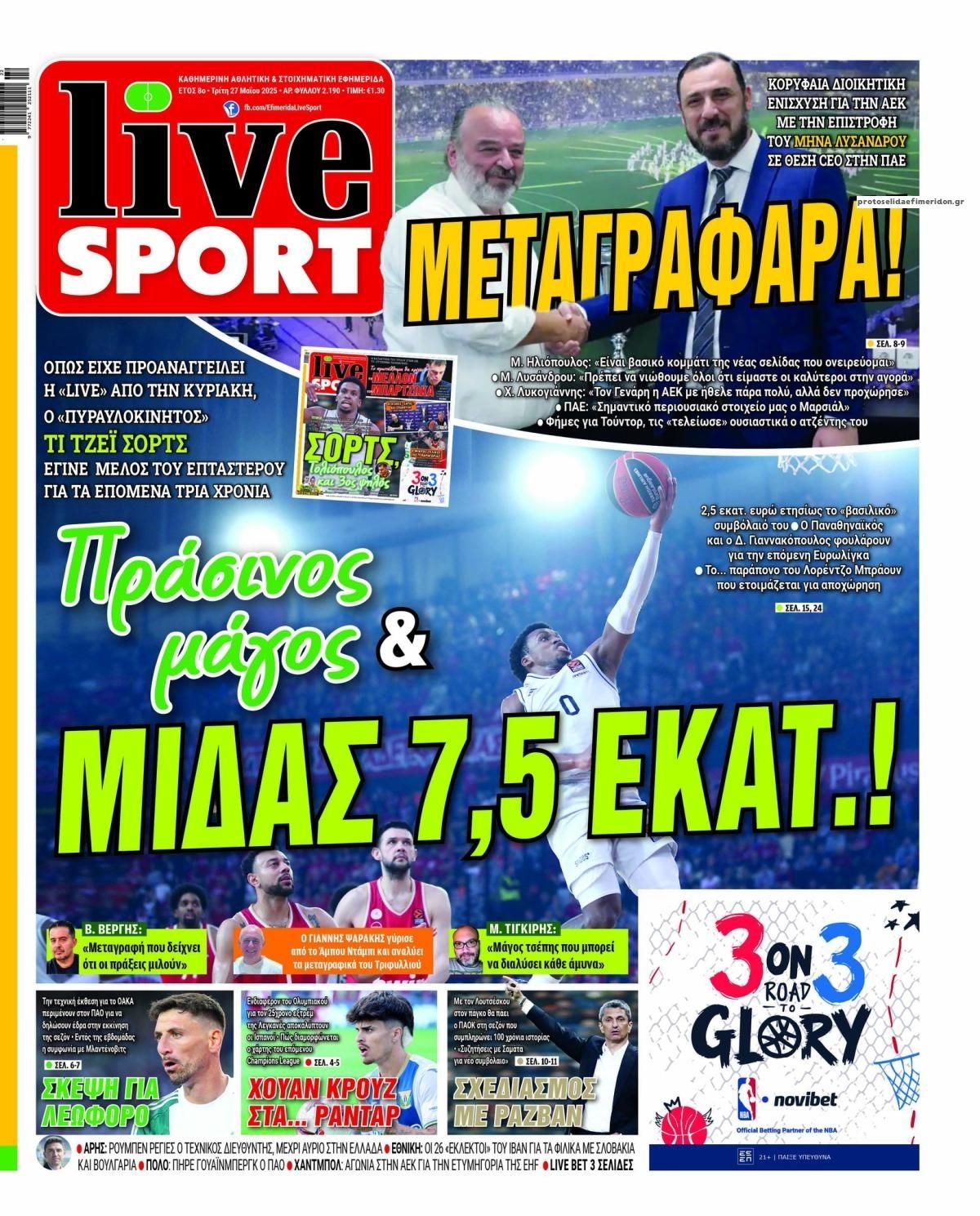 Πρωτοσέλιδο εφημερίδας Livesport