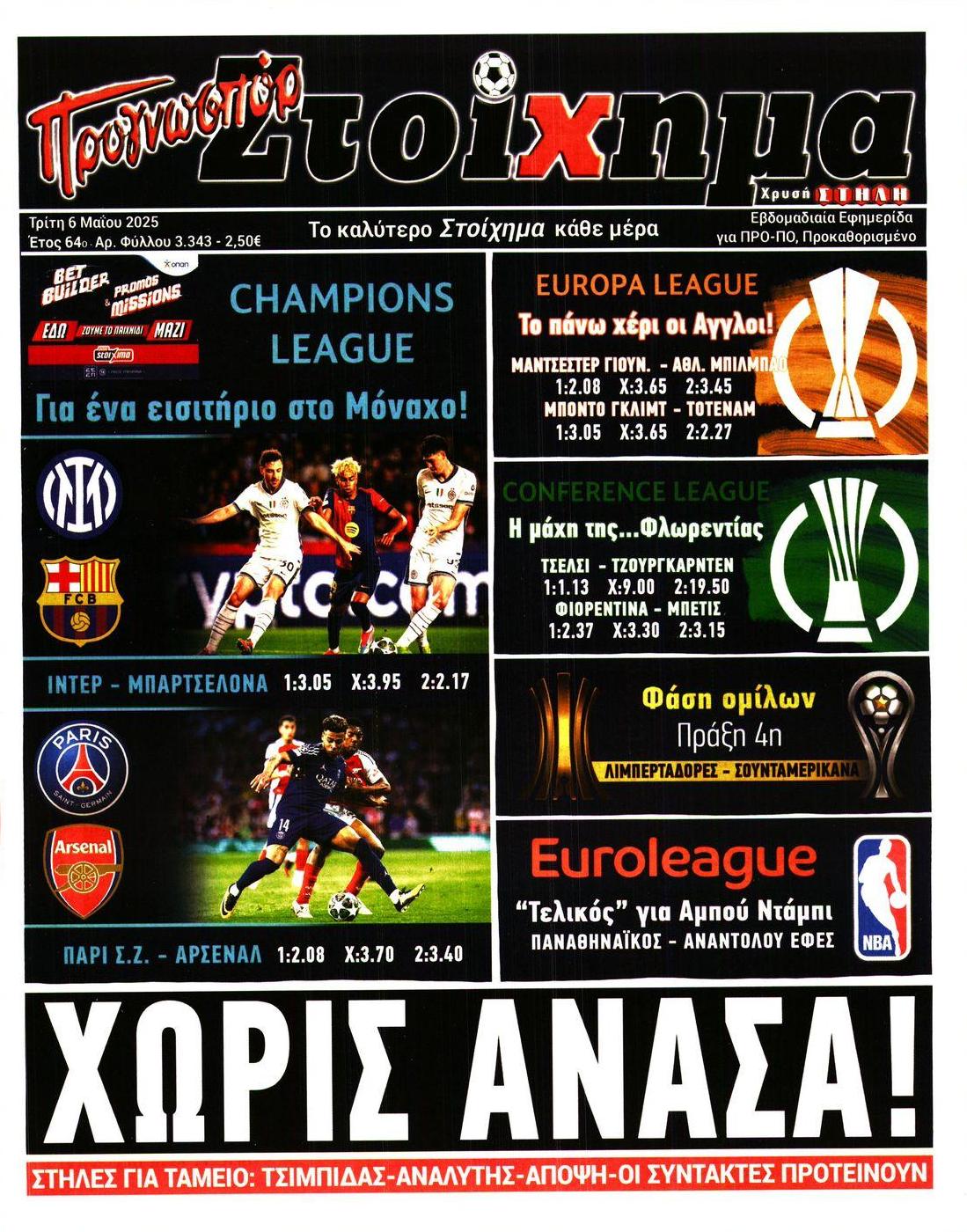 Πρωτοσέλιδο εφημερίδας Στοίχημα