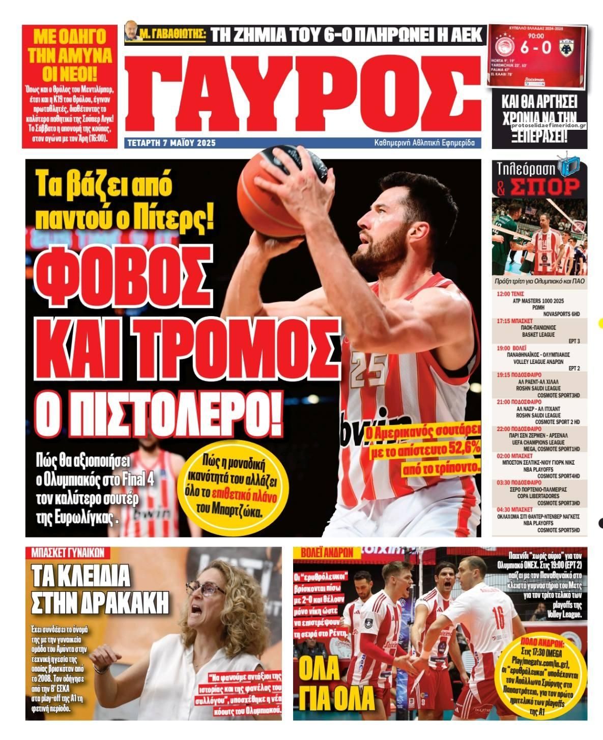 Οπισθόφυλλο εφημερίδας Κόκκινος Πρωταθλητής