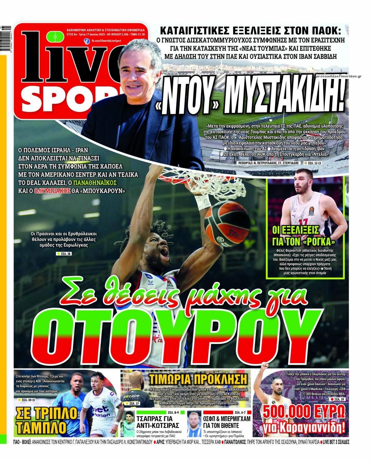 Πρωτοσέλιδο εφημερίδας Livesport