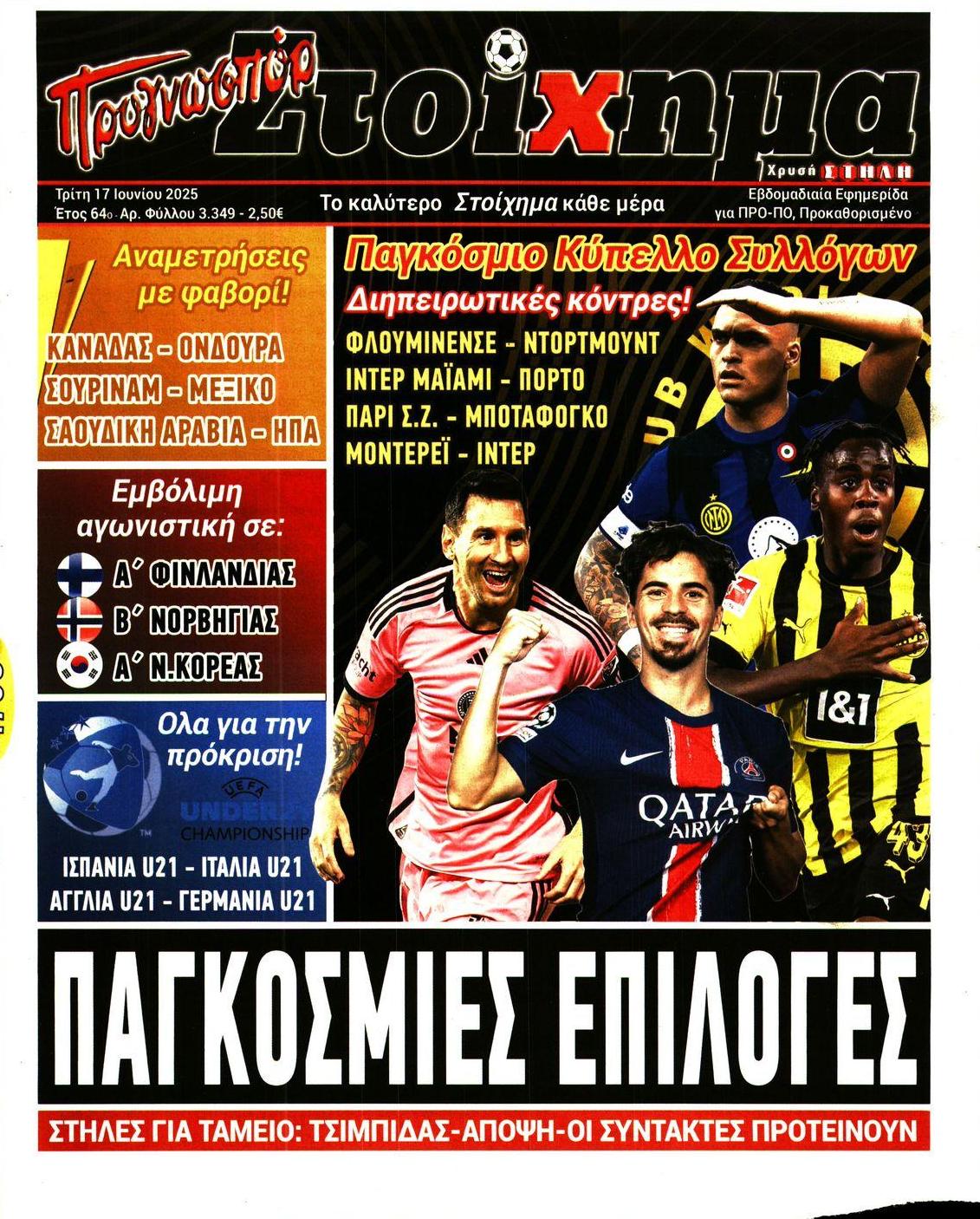 Πρωτοσέλιδο εφημερίδας Στοίχημα