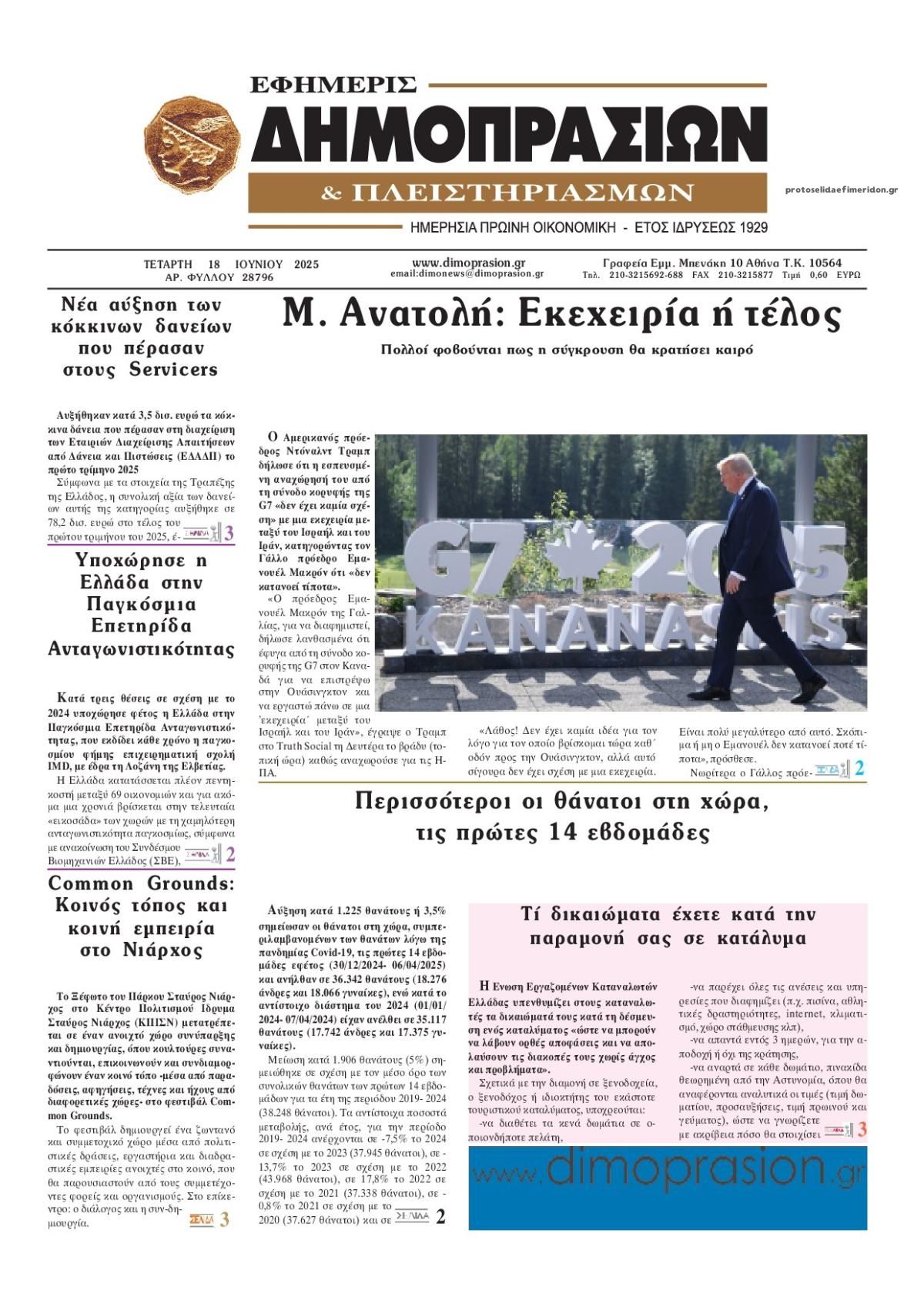 Πρωτοσέλιδο εφημερίδας Δημοπρασιών
