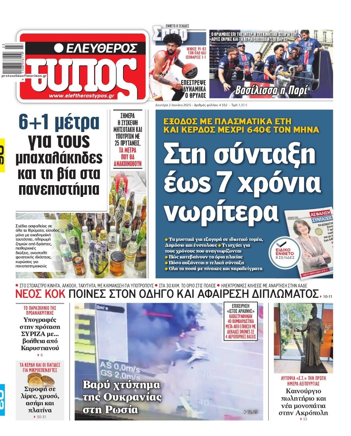 Πρωτοσέλιδο εφημερίδας Ελεύθερος Τύπος