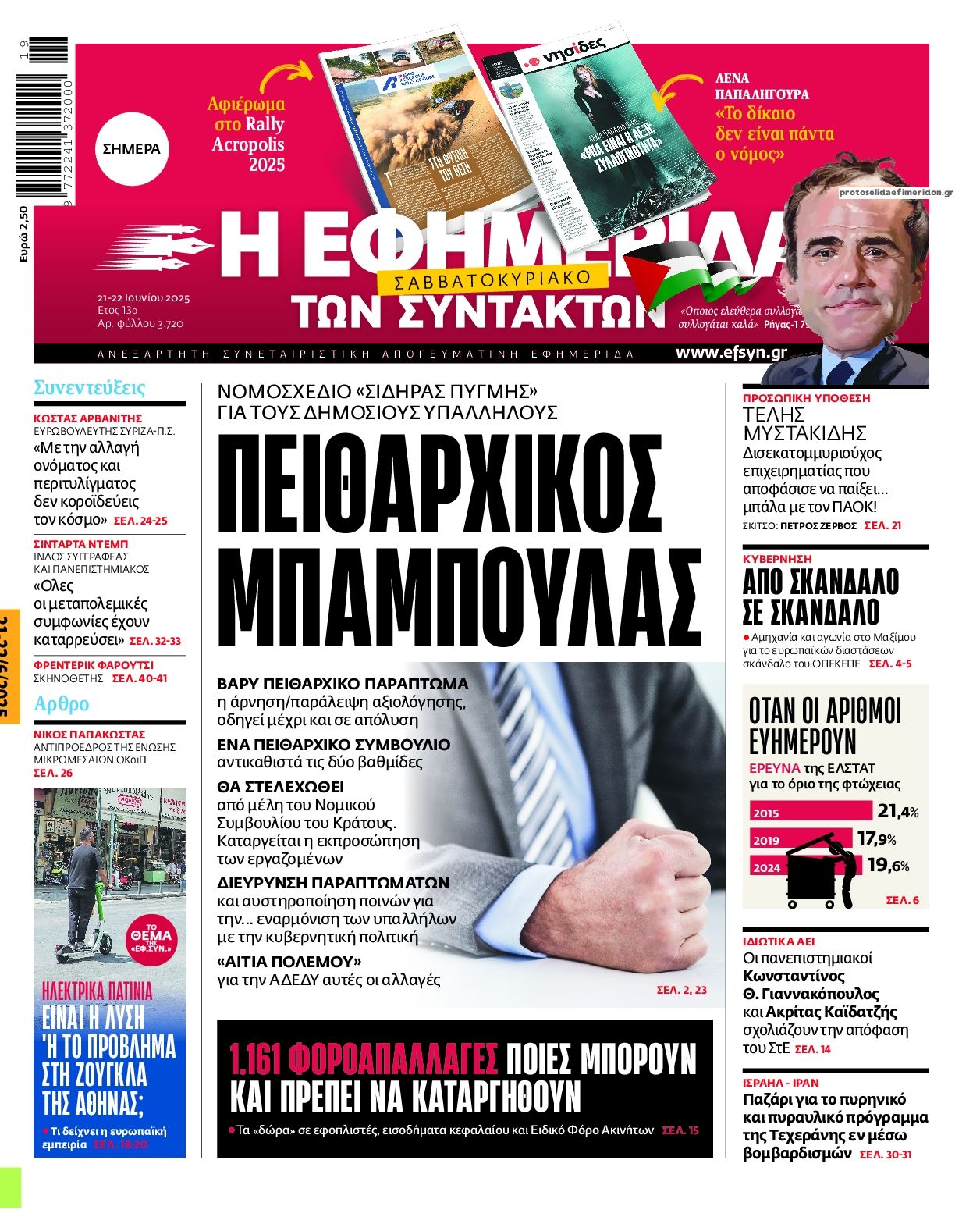 Πρωτοσέλιδο εφημερίδας Των συντακτών