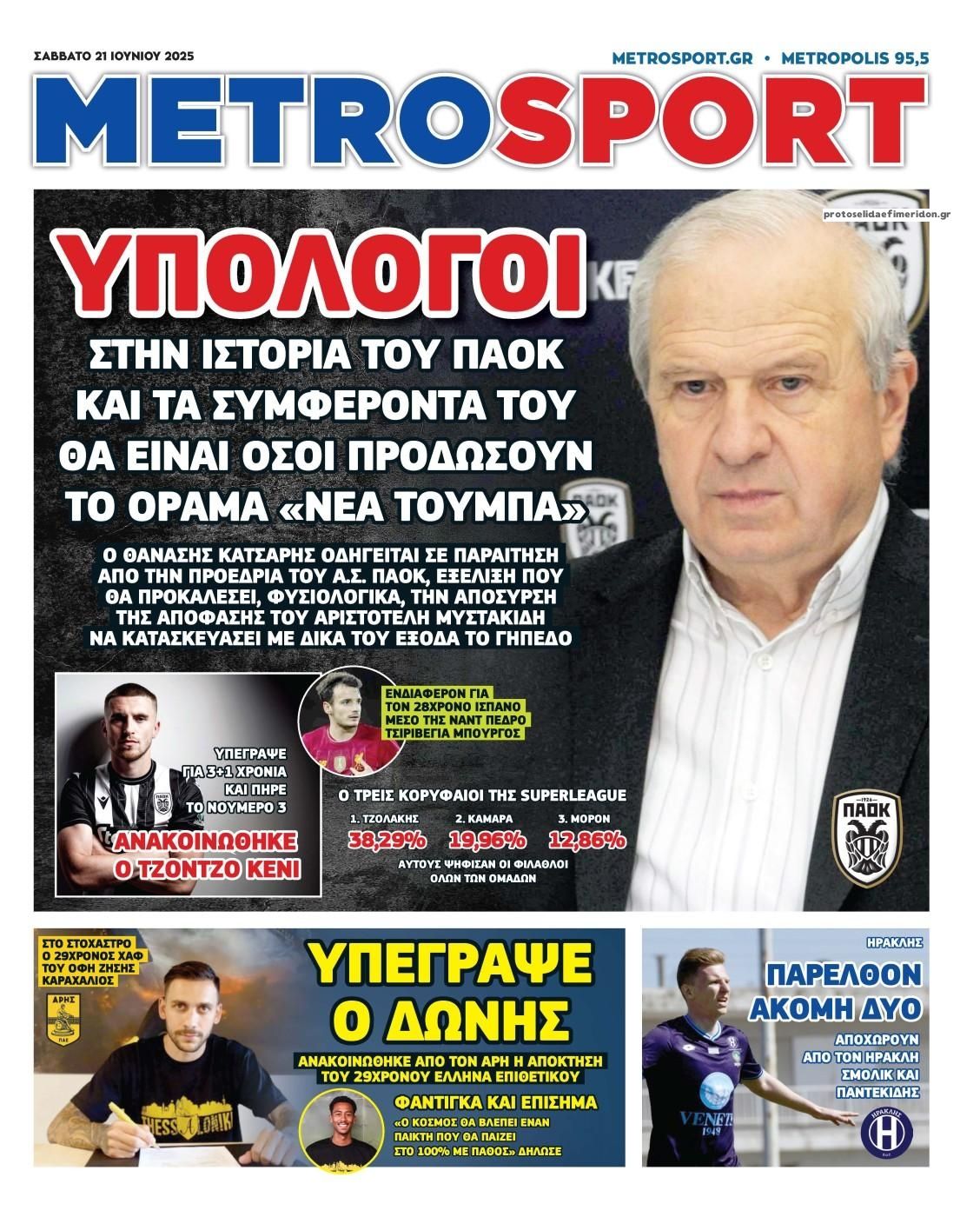 Πρωτοσέλιδο εφημερίδας Metrosport