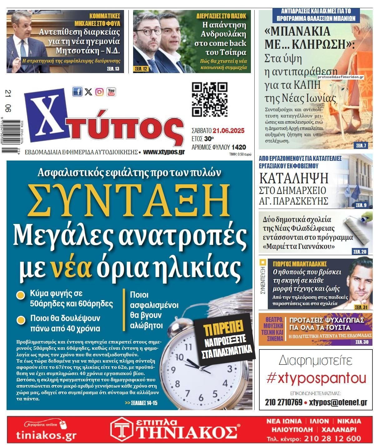 Πρωτοσέλιδο εφημερίδας Χτύπος