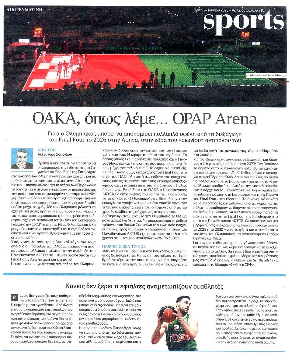 Οπισθόφυλλο εφημερίδας Απογευματινή