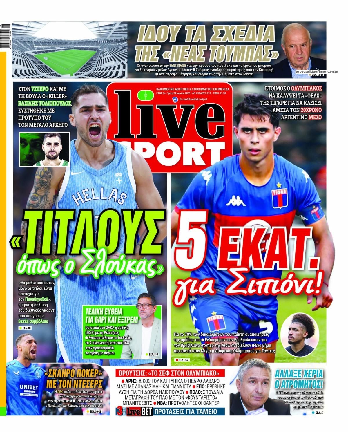 Πρωτοσέλιδο εφημερίδας Livesport