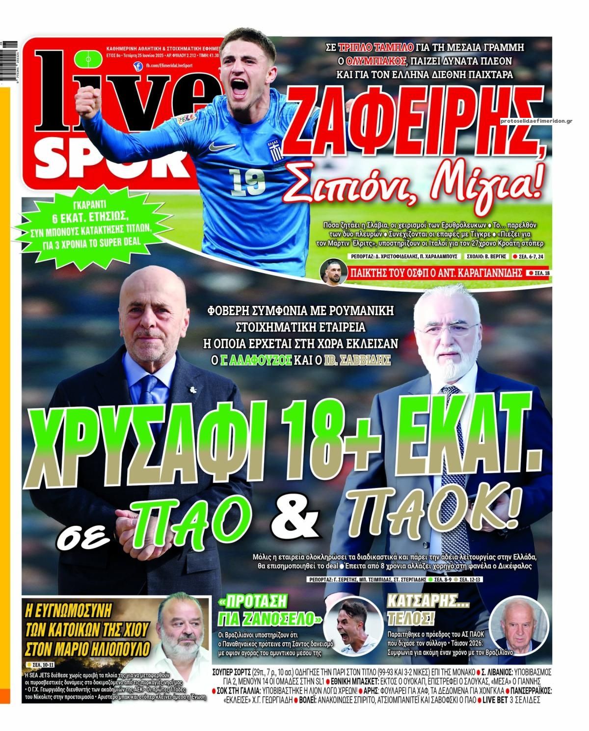 Πρωτοσέλιδο εφημερίδας Livesport