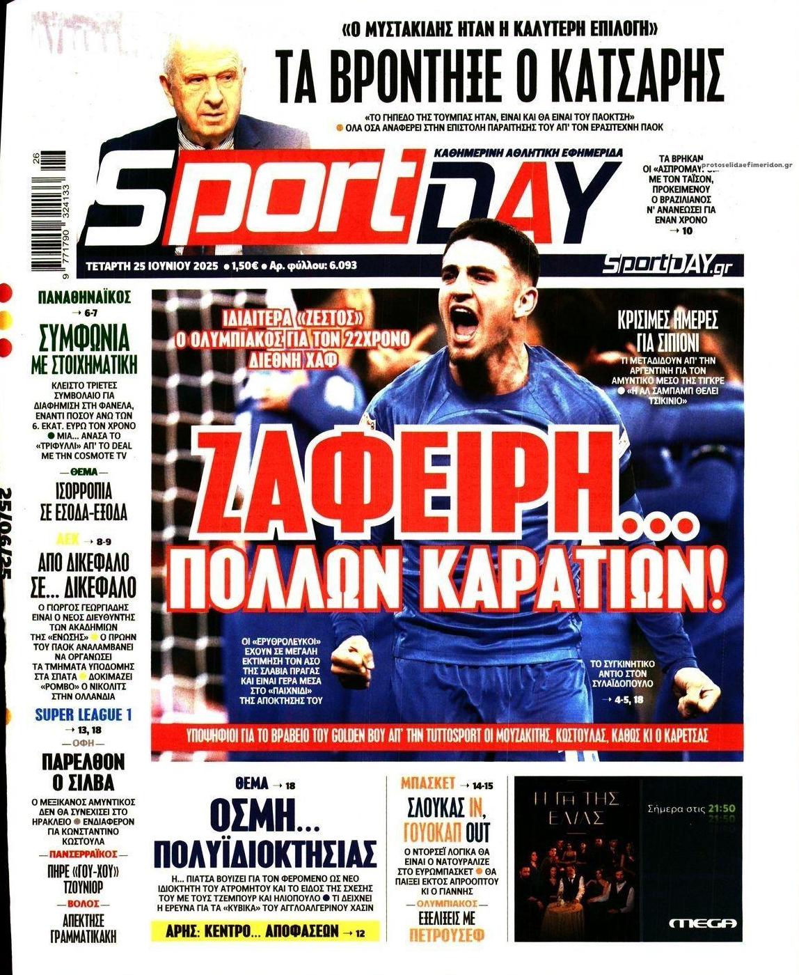 Πρωτοσέλιδο εφημερίδας Sportday