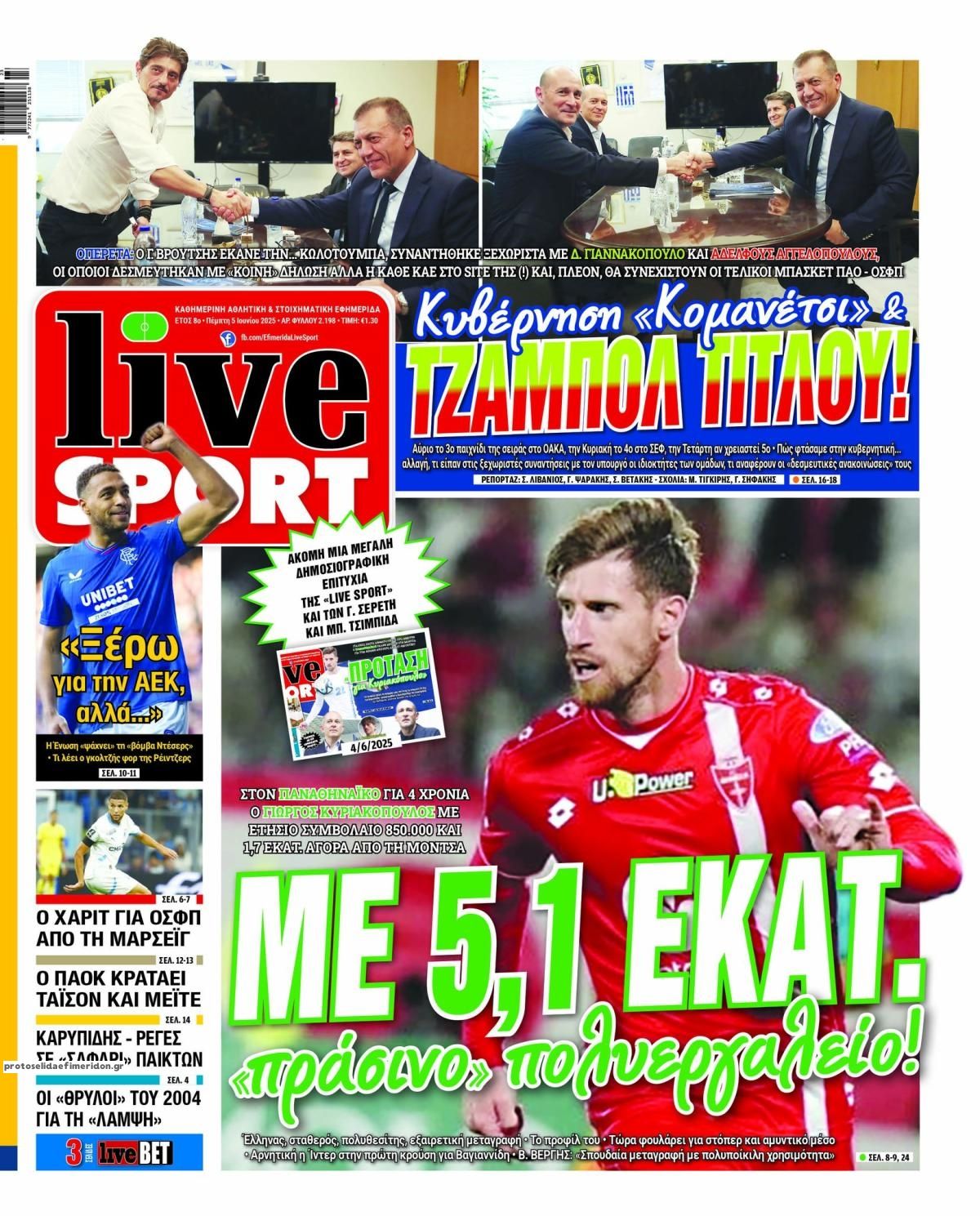 Πρωτοσέλιδο εφημερίδας Livesport