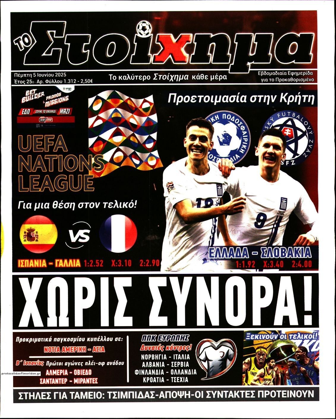Πρωτοσέλιδο εφημερίδας Στοίχημα