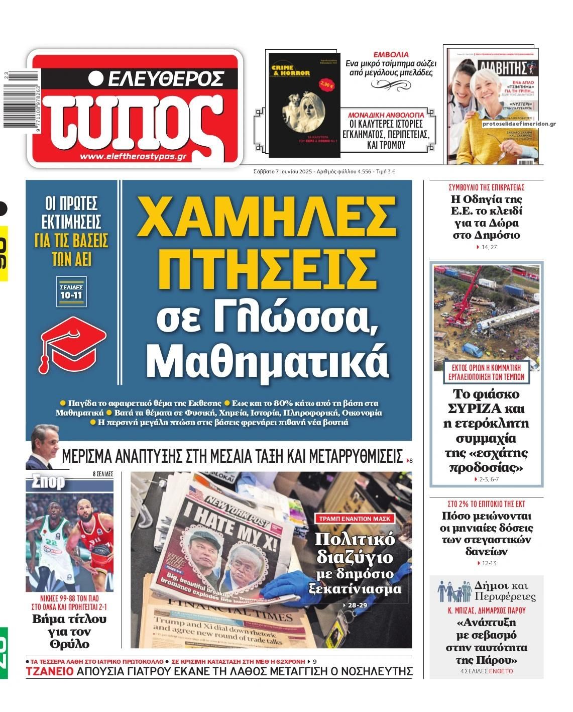 Πρωτοσέλιδο εφημερίδας Ελεύθερος Τύπος