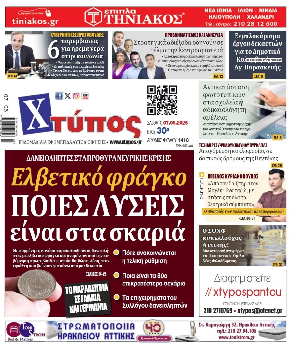 Πρωτοσέλιδο εφημερίδας Χτύπος