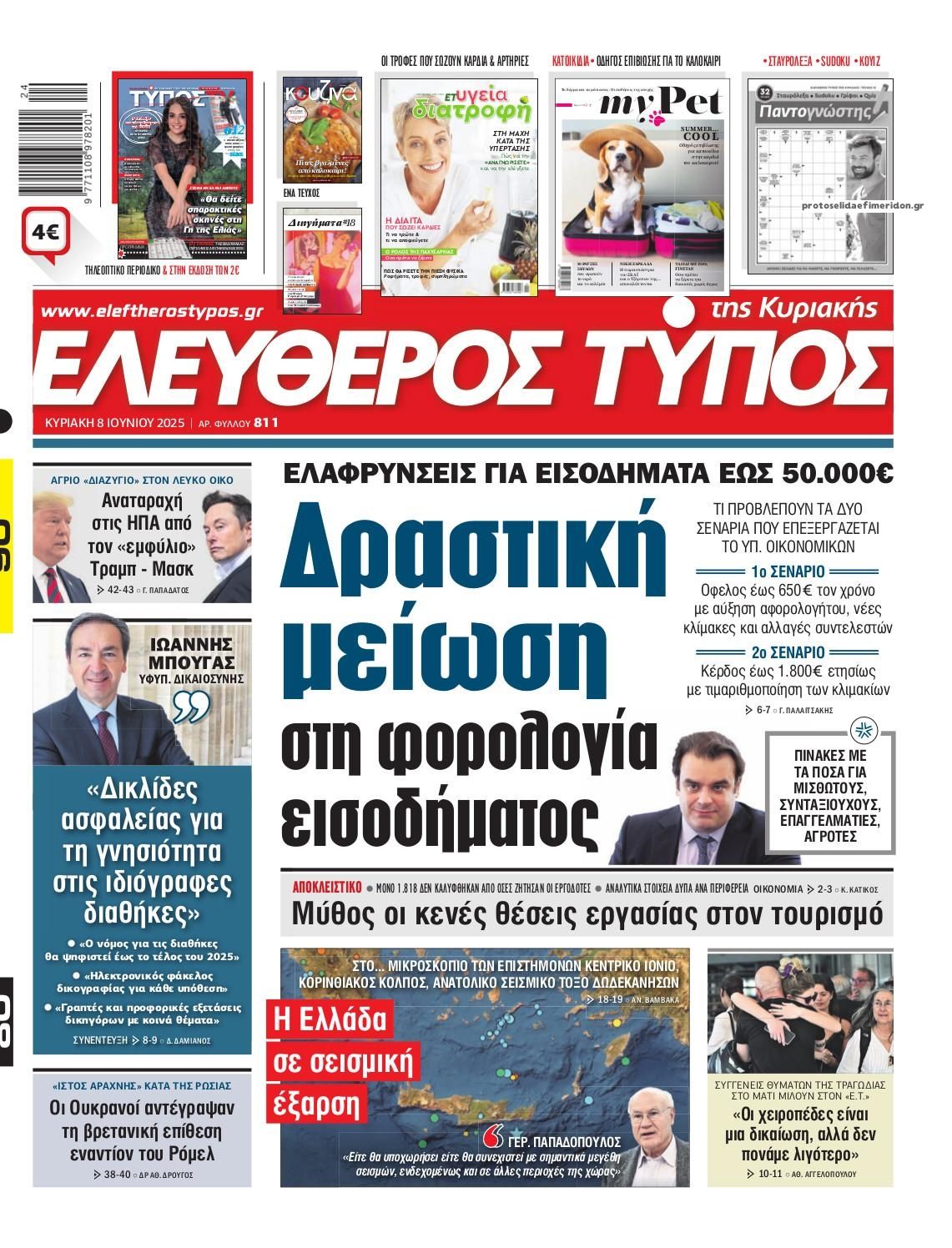 Πρωτοσέλιδο εφημερίδας Ελεύθερος Τύπος