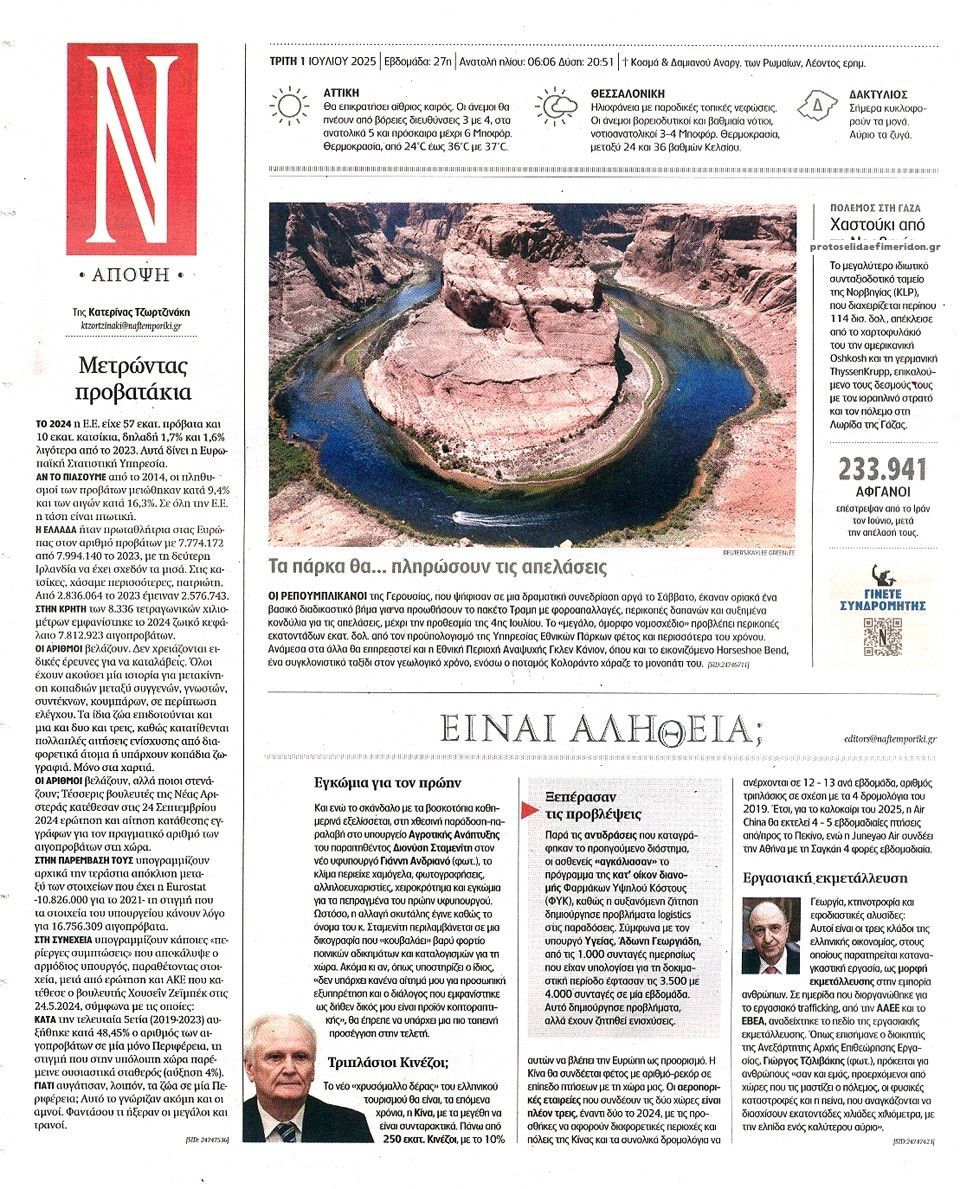 Οπισθόφυλλο εφημερίδας Ναυτεμπορική