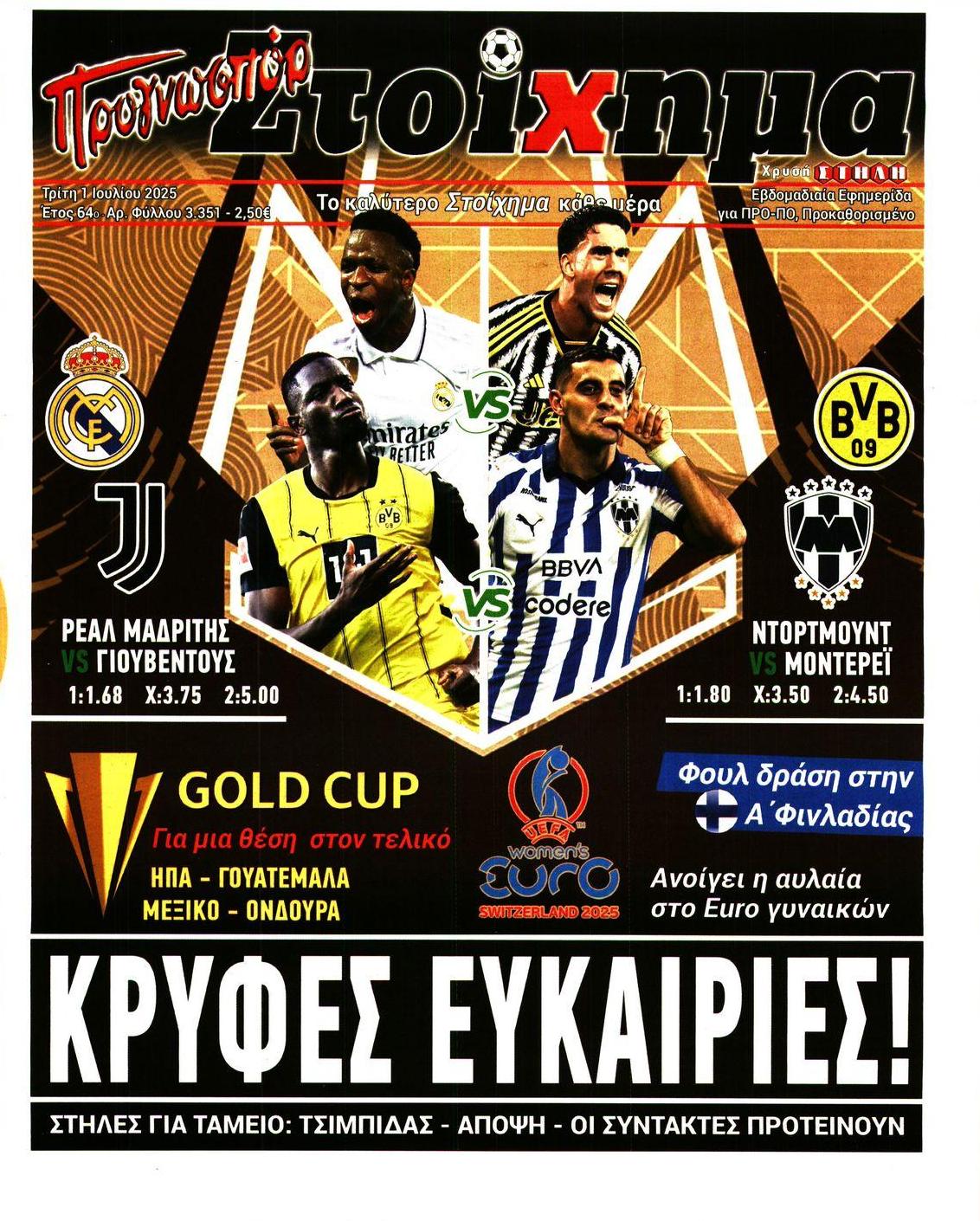 Πρωτοσέλιδο εφημερίδας Στοίχημα