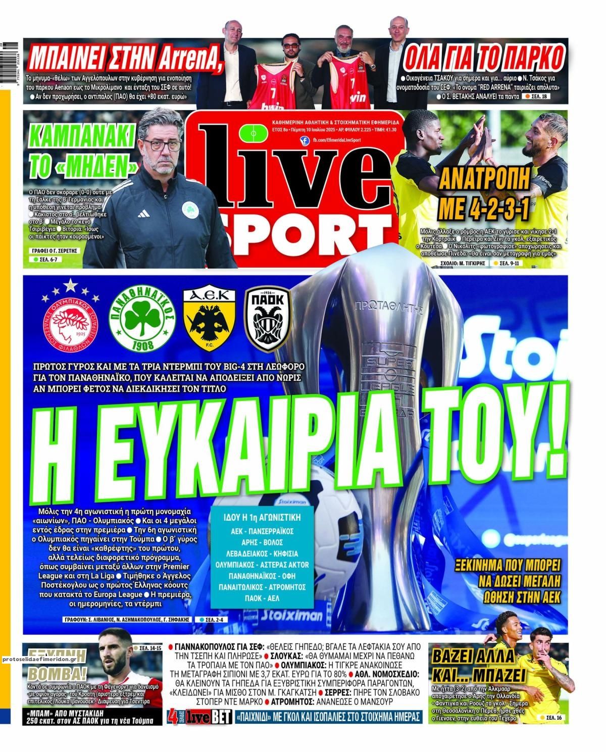 Πρωτοσέλιδο εφημερίδας Livesport