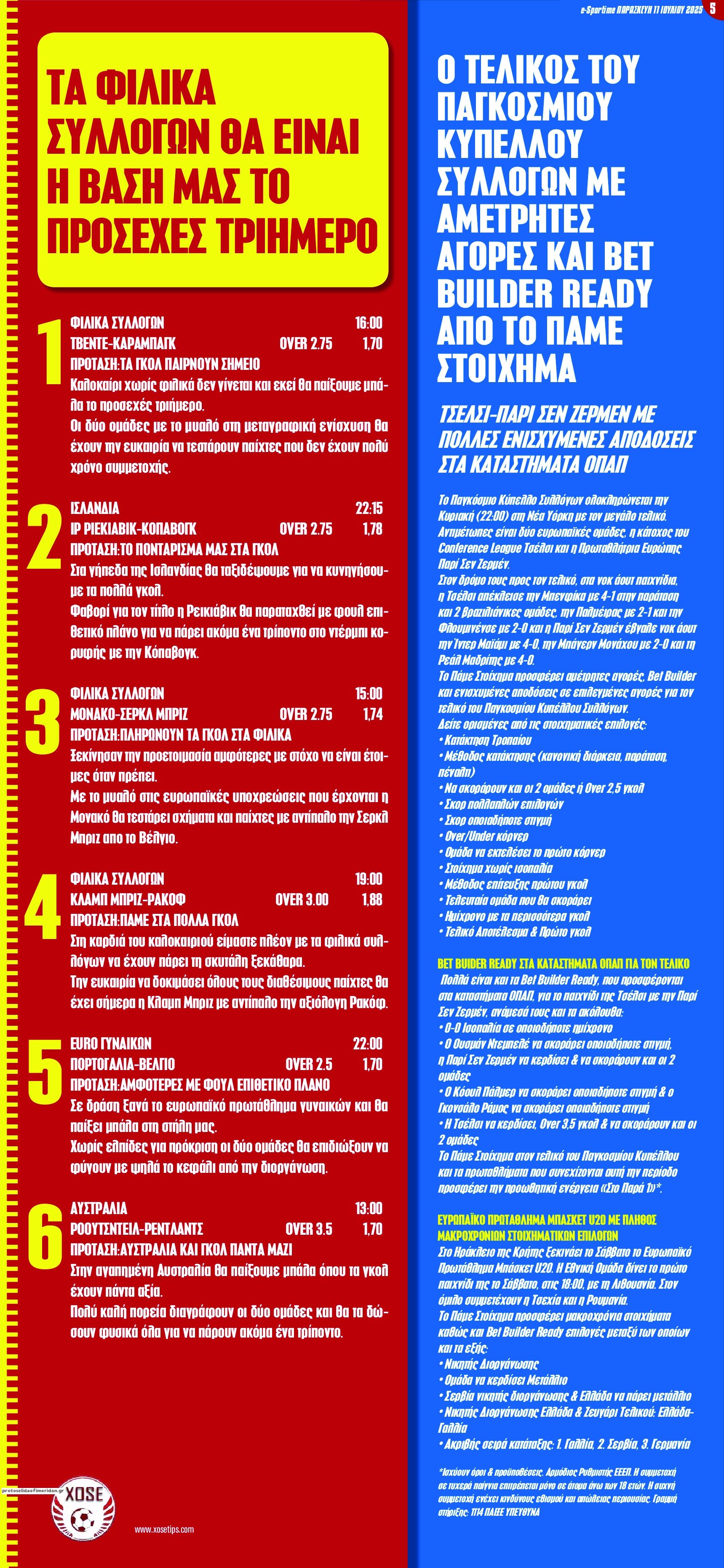 Οπισθόφυλλο εφημερίδας Sportime