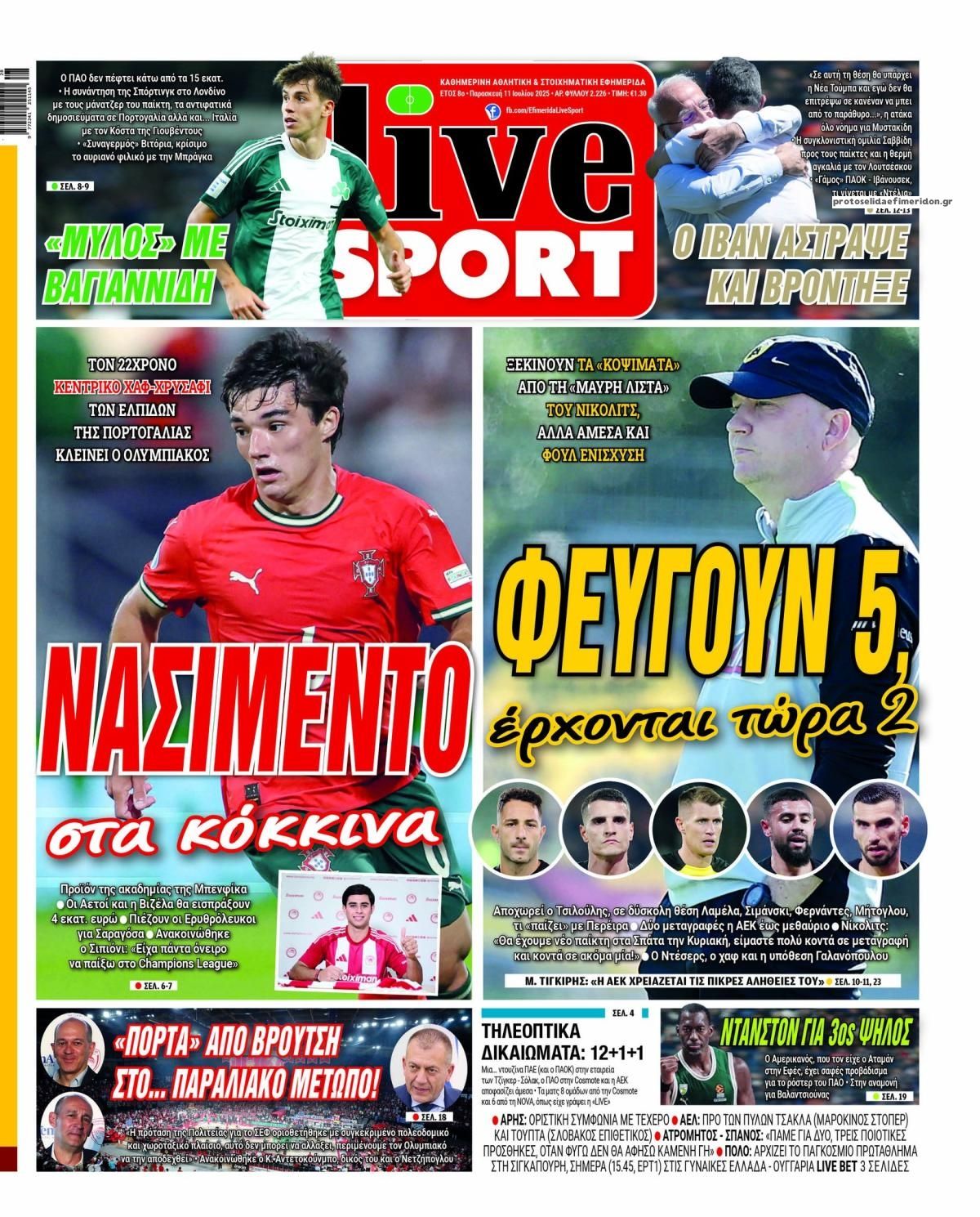 Πρωτοσέλιδο εφημερίδας Livesport