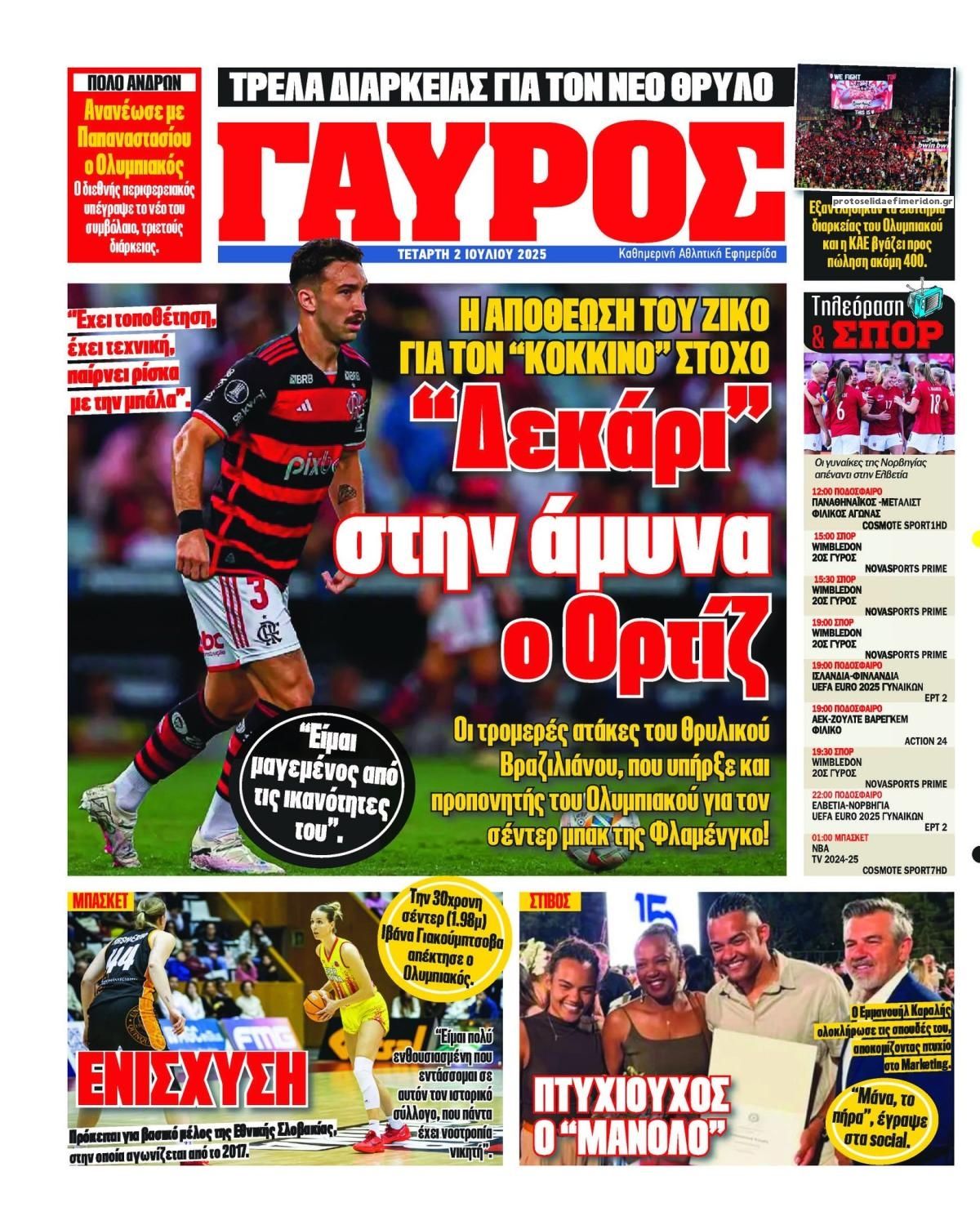 Οπισθόφυλλο εφημερίδας Κόκκινος Πρωταθλητής