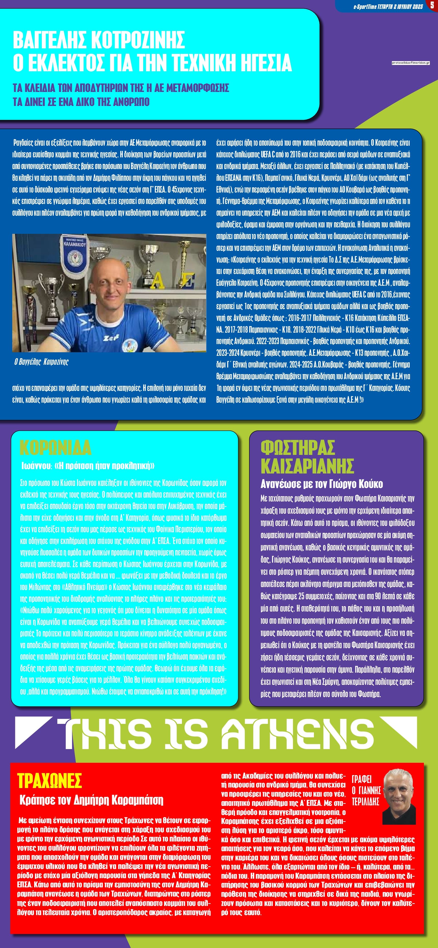 Οπισθόφυλλο εφημερίδας Sportime