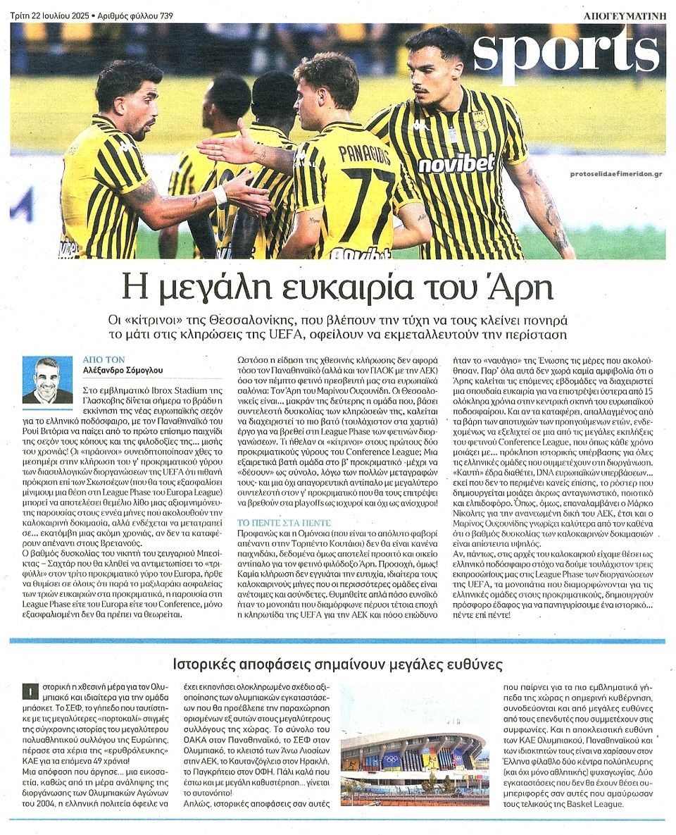 Οπισθόφυλλο εφημερίδας Απογευματινή