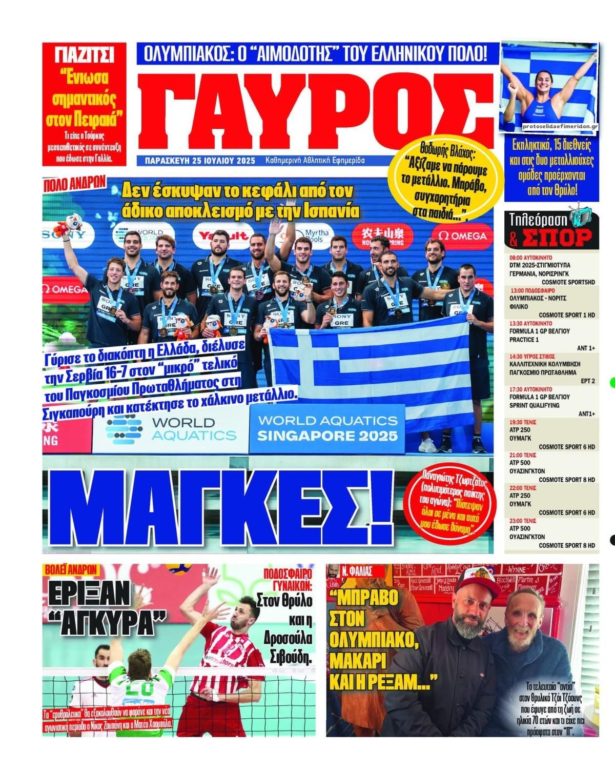 Οπισθόφυλλο εφημερίδας Κόκκινος Πρωταθλητής
