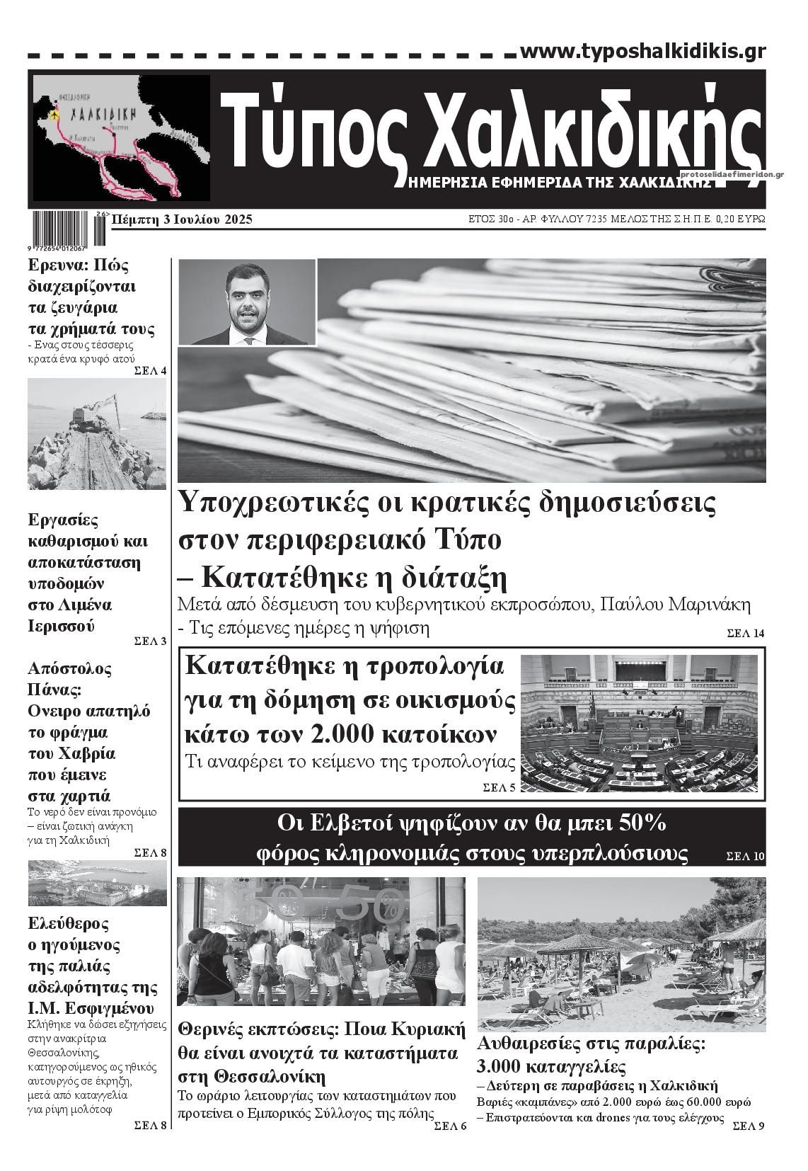 Πρωτοσέλιδο εφημερίδας 