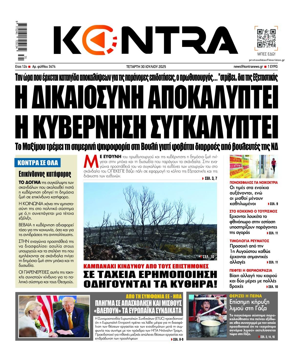 Πρωτοσέλιδο εφημερίδας Kontra News