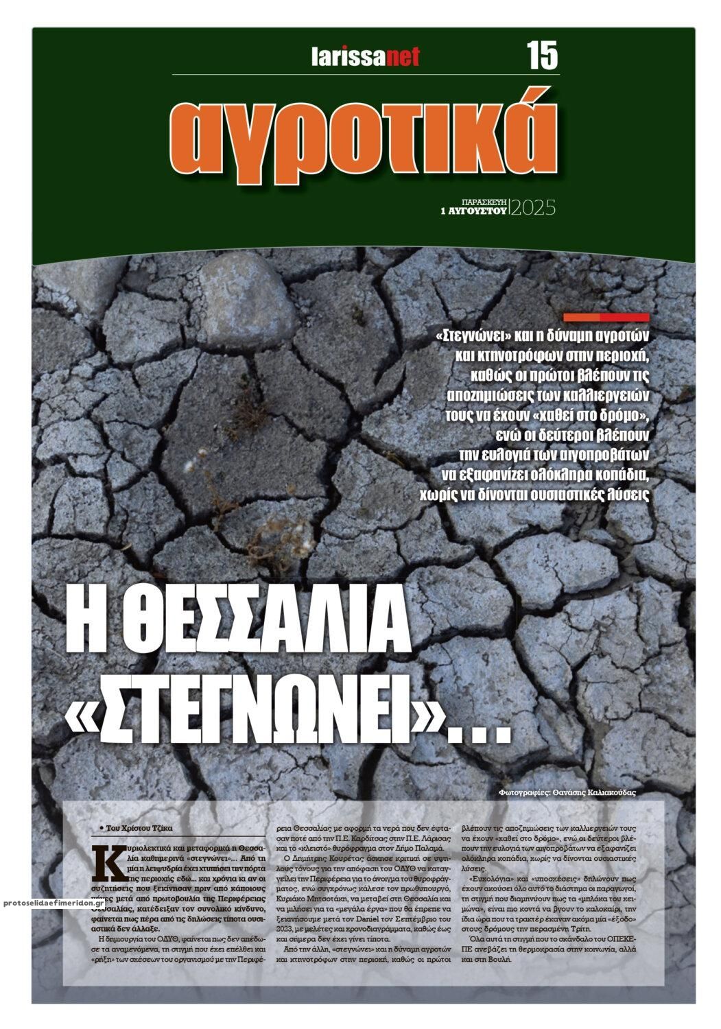 Οπισθόφυλλο εφημερίδας Larissanet