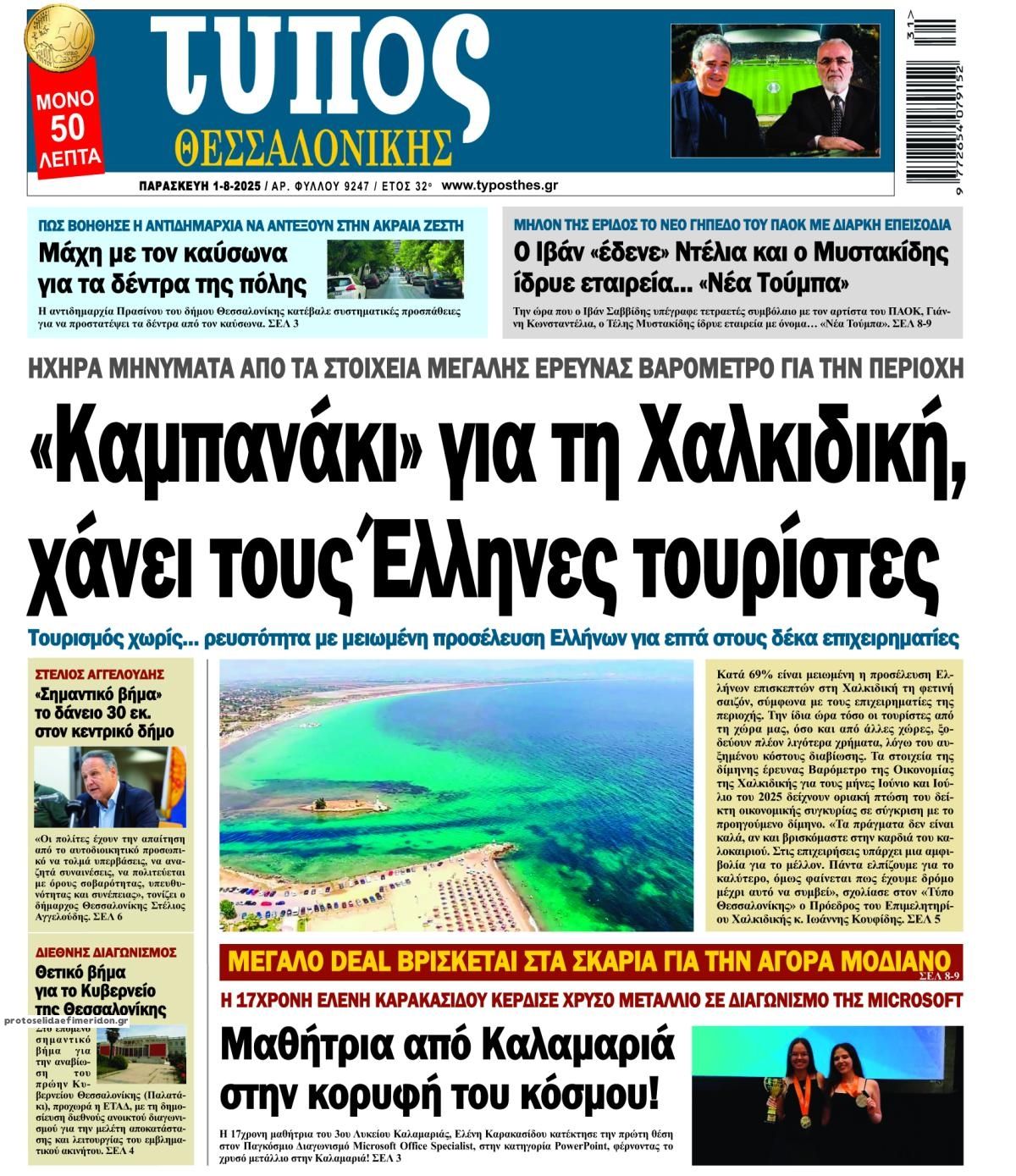 Πρωτοσέλιδο εφημερίδας Τύπος Θεσσαλονίκης