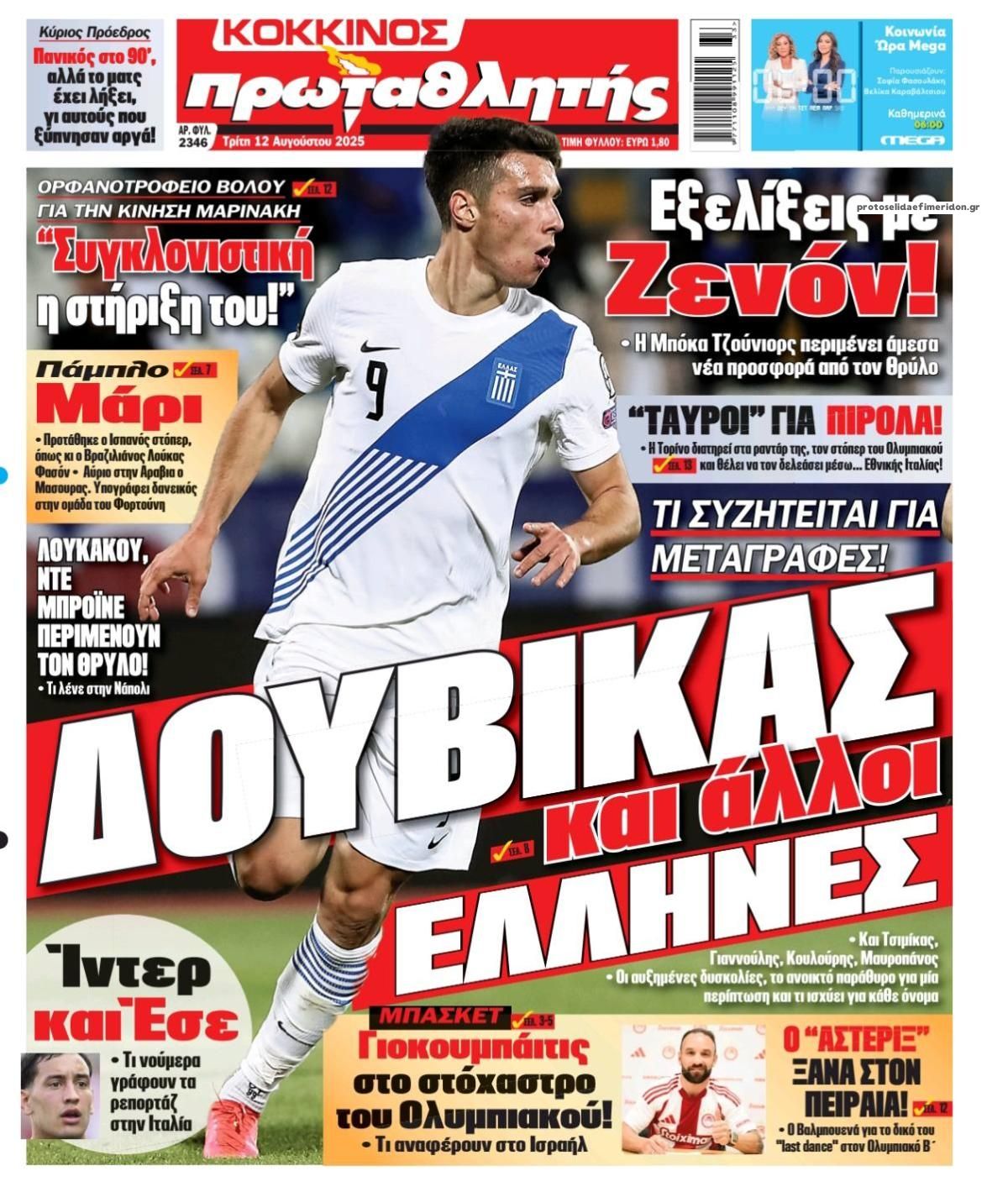 Πρωτοσέλιδο εφημερίδας Κόκκινος Πρωταθλητής