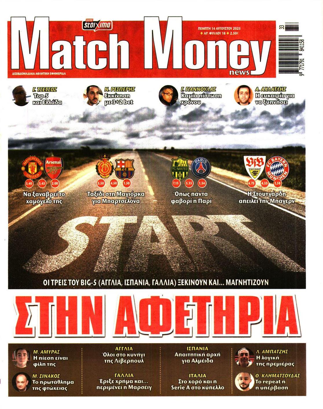 Πρωτοσέλιδο εφημερίδας Matchmoney