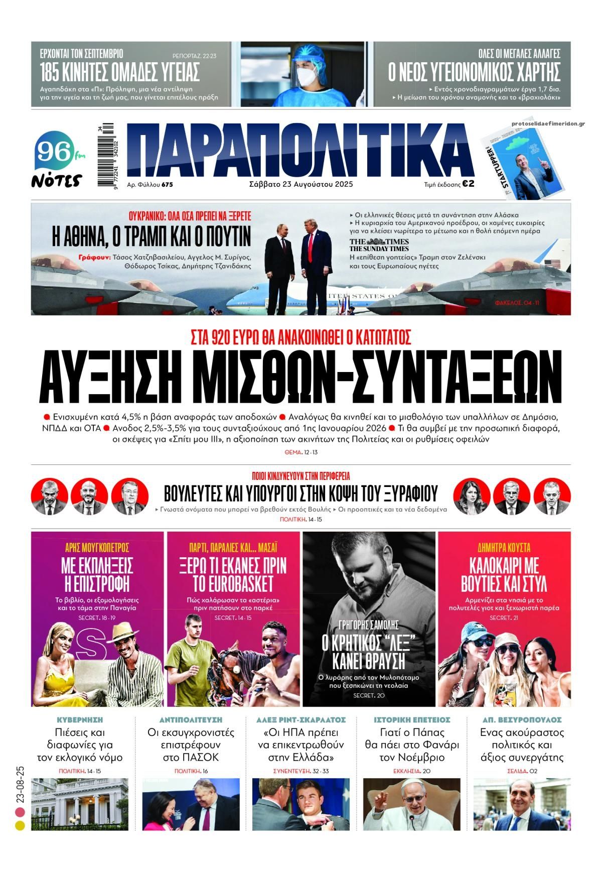 Πρωτοσέλιδο εφημερίδας Παραπολιτικά