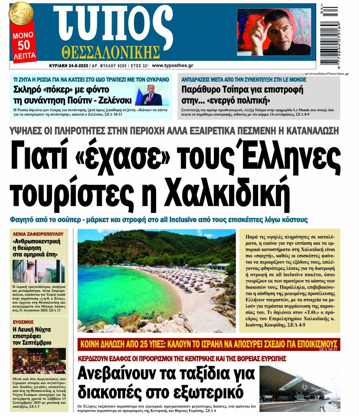 Πρωτοσέλιδο εφημερίδας Τύπος Θεσσαλονίκης