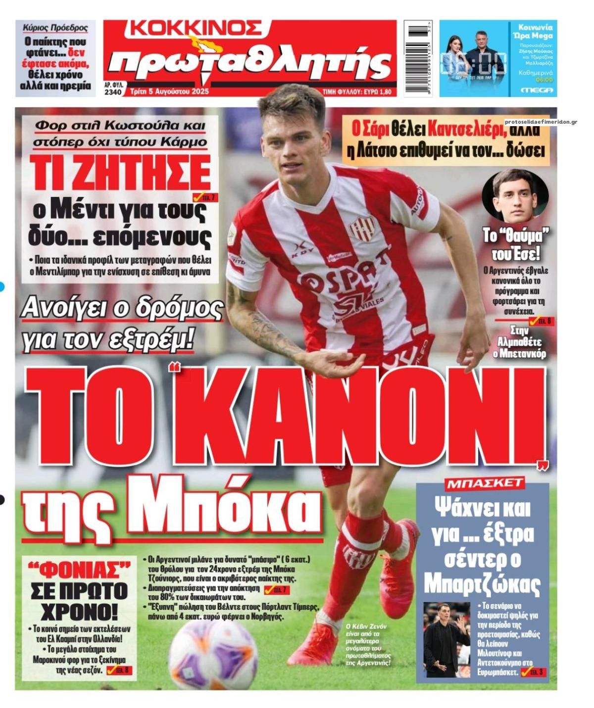 Πρωτοσέλιδο εφημερίδας Κόκκινος Πρωταθλητής