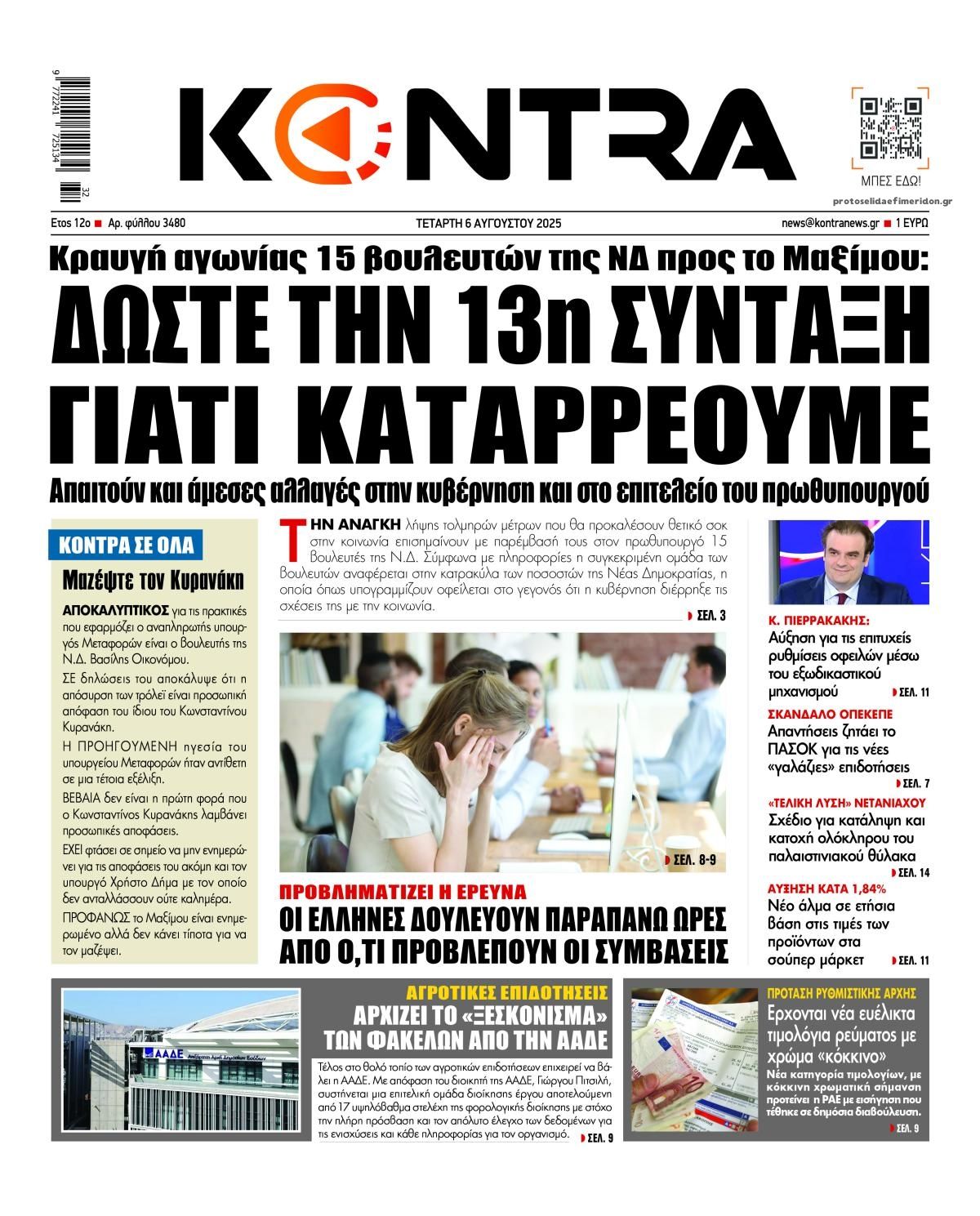 Πρωτοσέλιδο εφημερίδας Kontra News