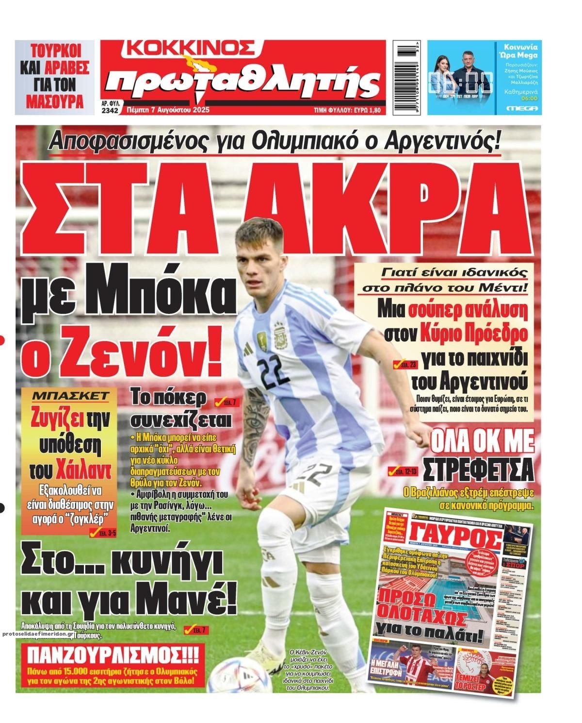 Πρωτοσέλιδο εφημερίδας Κόκκινος Πρωταθλητής