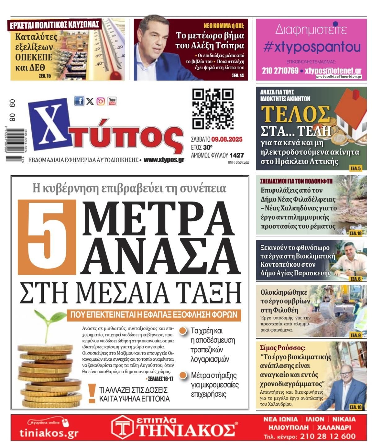 Πρωτοσέλιδο εφημερίδας Χτύπος