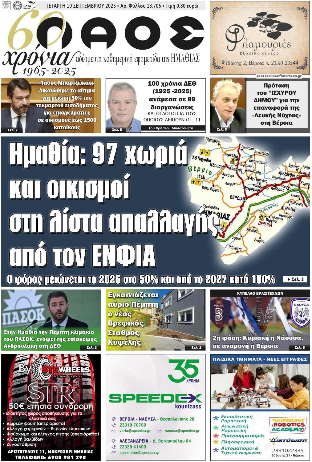 Πρωτοσέλιδο εφημερίδας Λαός Βέροιας