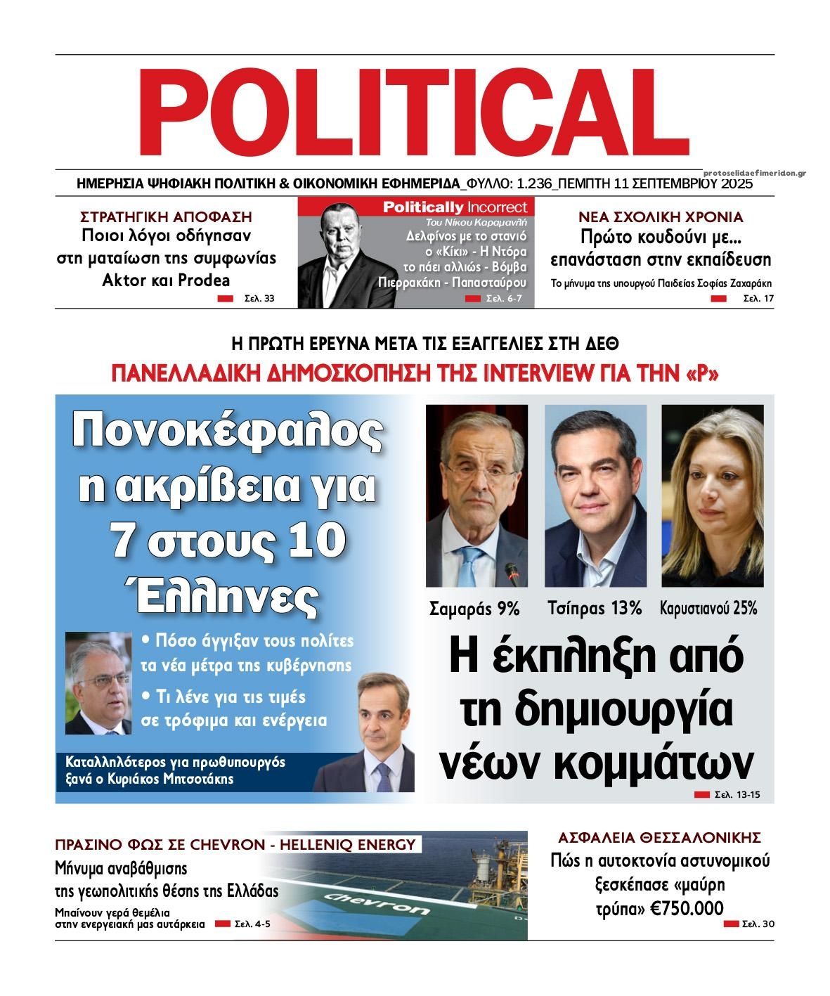 Πρωτοσέλιδο εφημερίδας Political