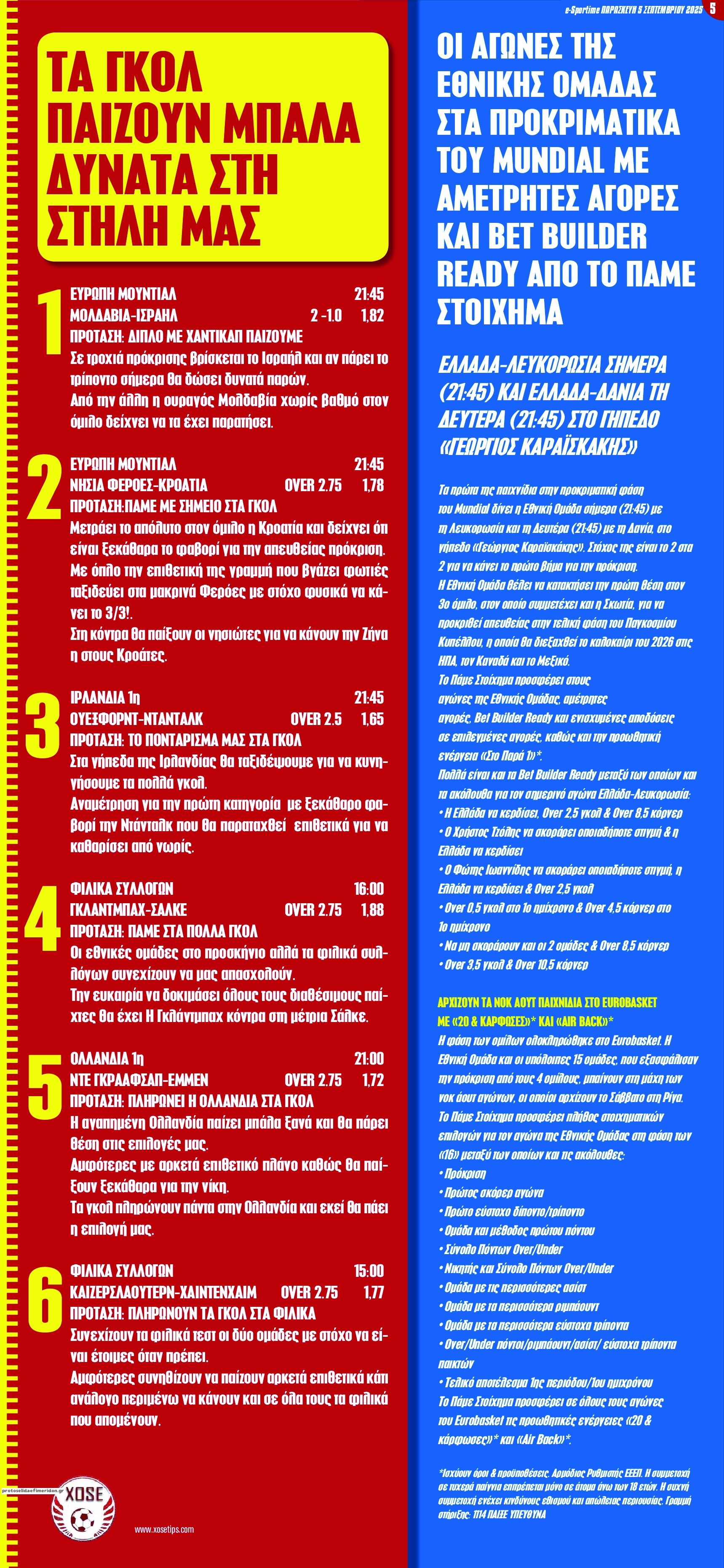 Οπισθόφυλλο εφημερίδας Sportime