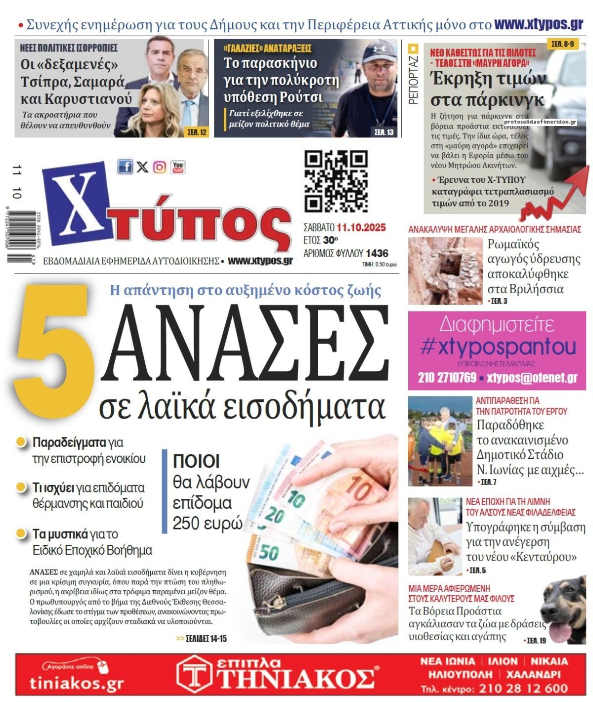 Πρωτοσέλιδο εφημερίδας Χτύπος