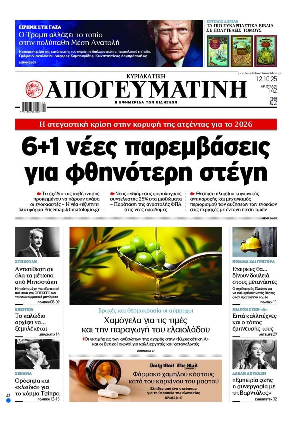 Πρωτοσέλιδο εφημερίδας Απογευματινή