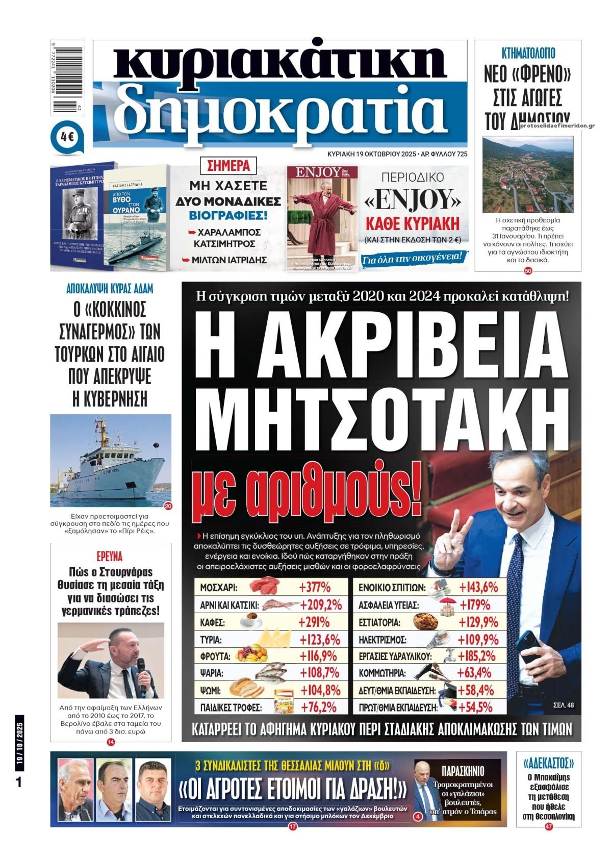 Πρωτοσέλιδο εφημερίδας Δημοκρατία